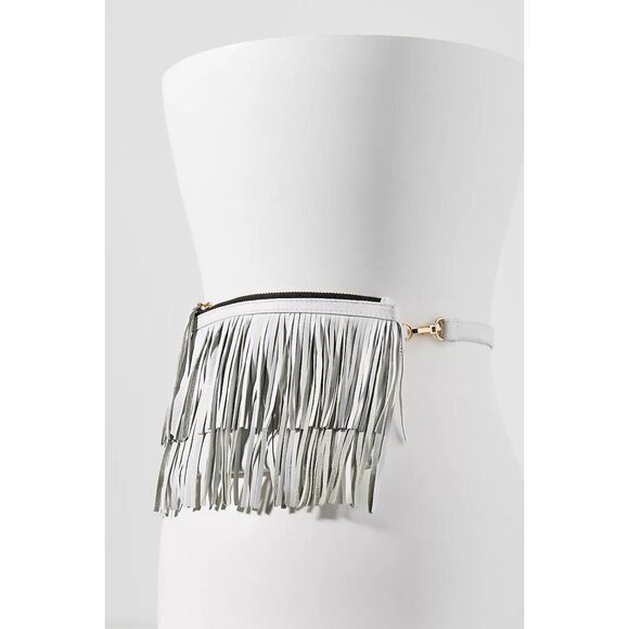 Anthropologie Cleobella Moss Fringed Belt Bag